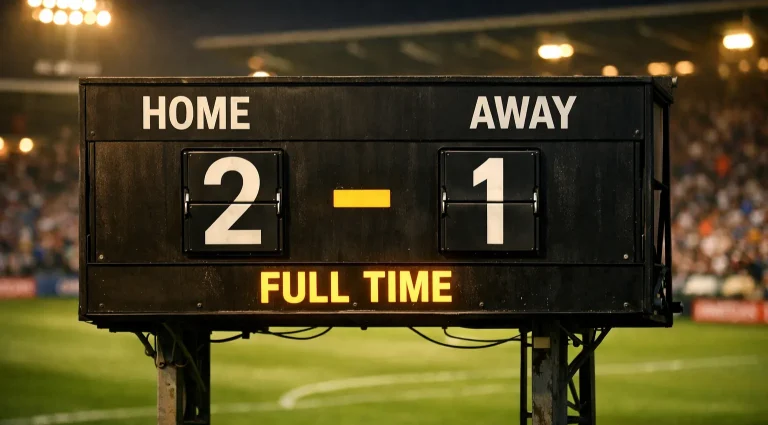 Correct score wedden - voetbal scorebord met einduitslag